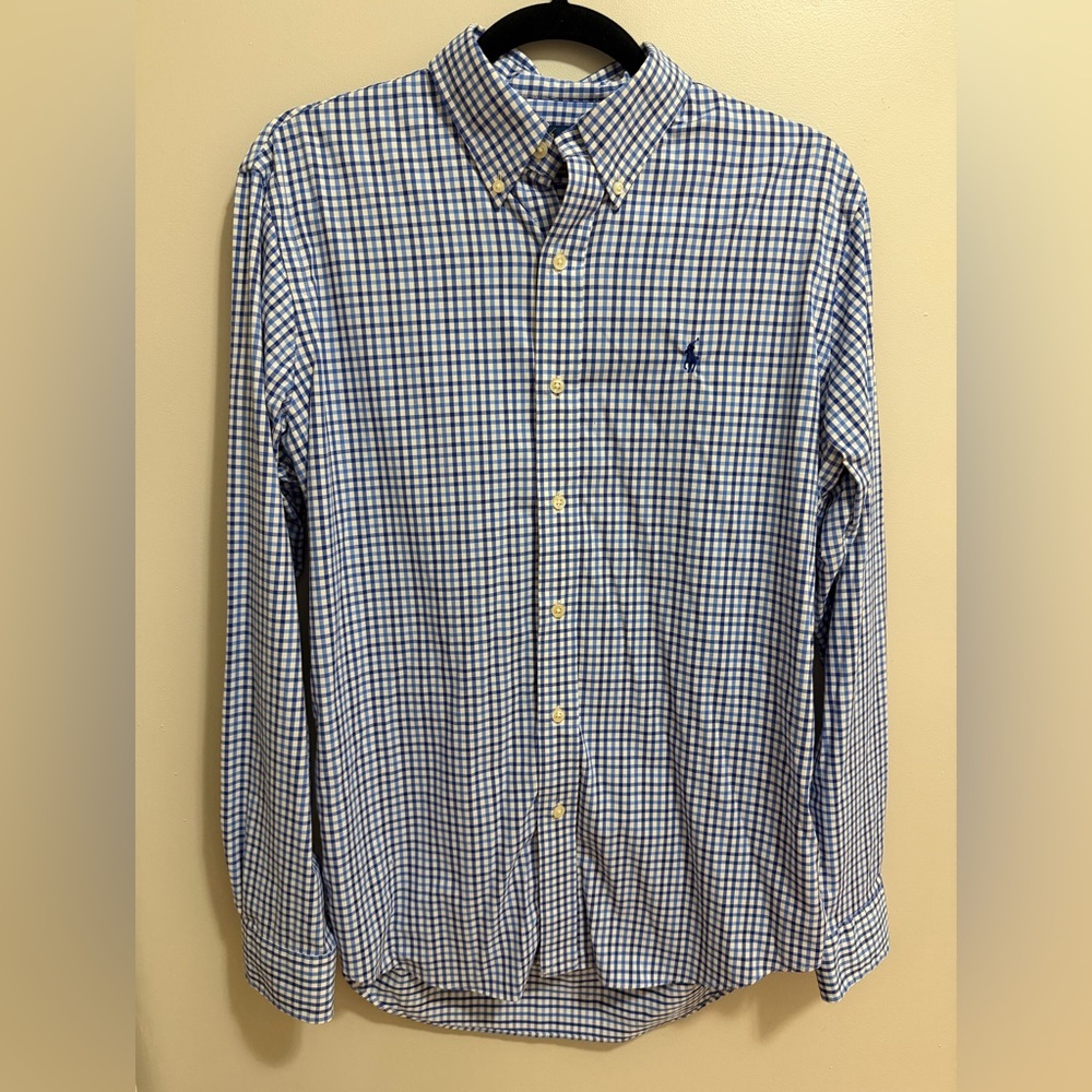 Ralph Lauren Blue White Casual Preppy Checkered Button Up Men’s Medium